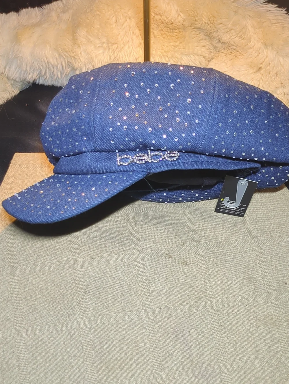 Y2K bebe Girls Royal Blue Rhinestone Newsboy Hat NOW ONLY $35